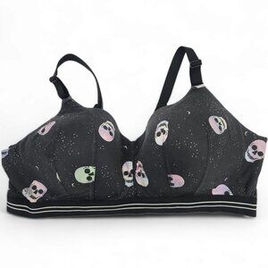 Torrid Dream Wire Free Active Bra Gray Skull All Over Print Size 48C